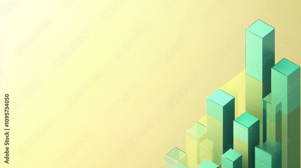 Poster Abstract graphic with translucent bars representing growth against a soft gradient background.