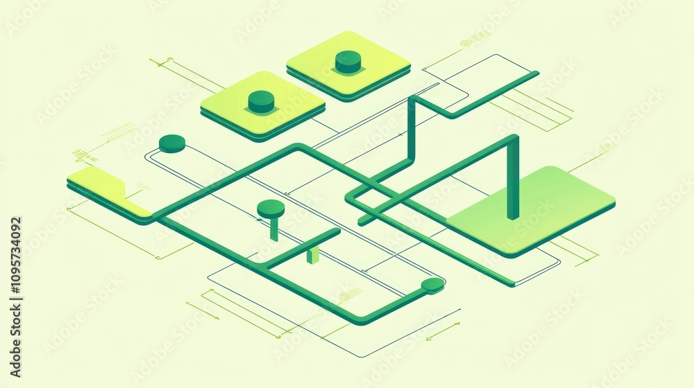 Poster Abstract illustration of interconnected pathways and nodes in a green color scheme.
