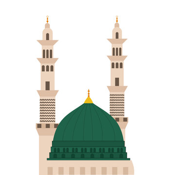 Madinah masjid al nabawi mosque vector illustration icon 