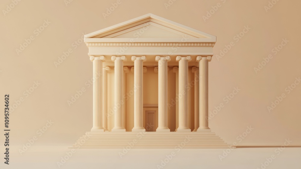 Aufkleber A minimalist architectural model of a classical building with columns.