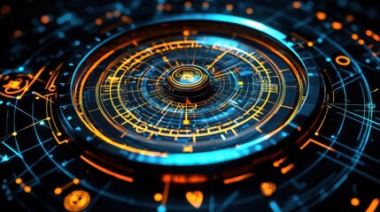 Futuristic Tech HUD Interface Digital Circular Design