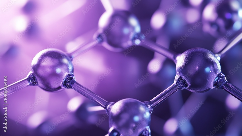Poster Close-up view of molecular structures with a purple background, highlighting scientific concepts.