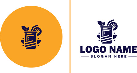 juicing Company icon Juice bar Juice shop Cold-pressed juice company flat logo sign symbol editable vector