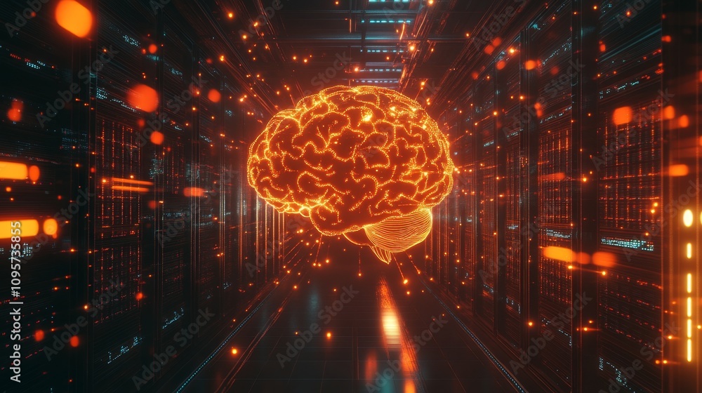 Poster exploring the intersection of artificial intelligence and human cognition in a virtual environment