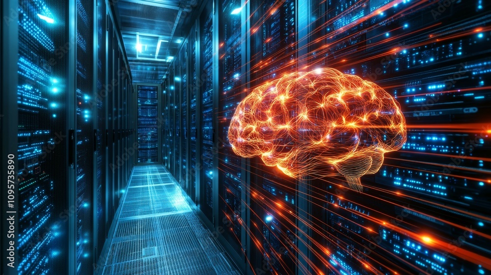 Poster exploring the intersection of artificial intelligence and data storage technology hub digital art hi