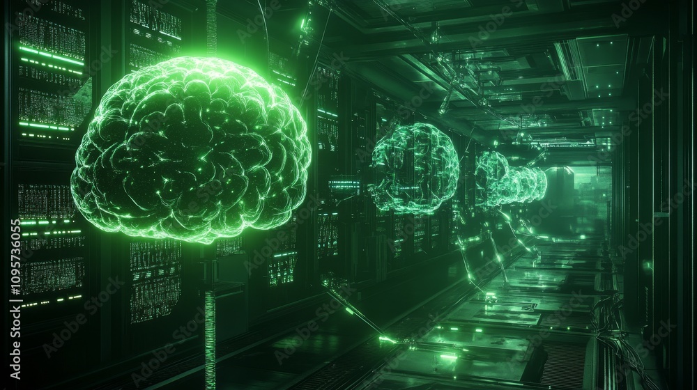 Poster exploring neural networks virtual laboratory science fiction environment futuristic viewpoint artifi