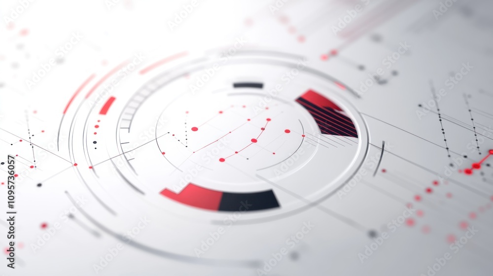 Aufkleber Abstract digital design featuring circular patterns and data visualization elements.