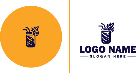 juicing Company icon Juice bar Juice shop Cold-pressed juice company flat logo sign symbol editable vector