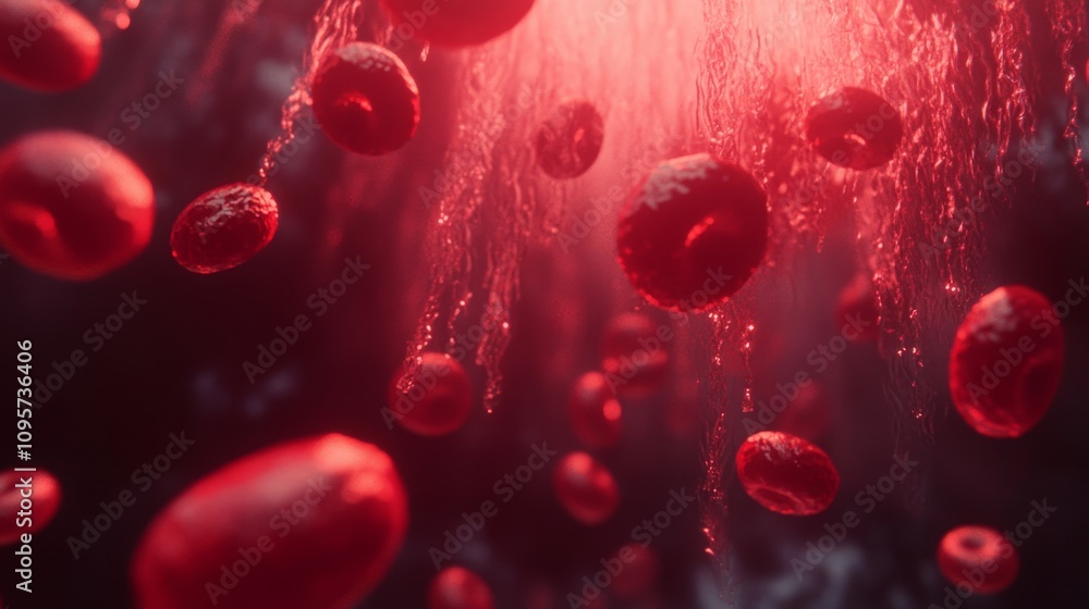 Poster exploring the microscopic world red blood cells science lab digital art abstract environment close-u