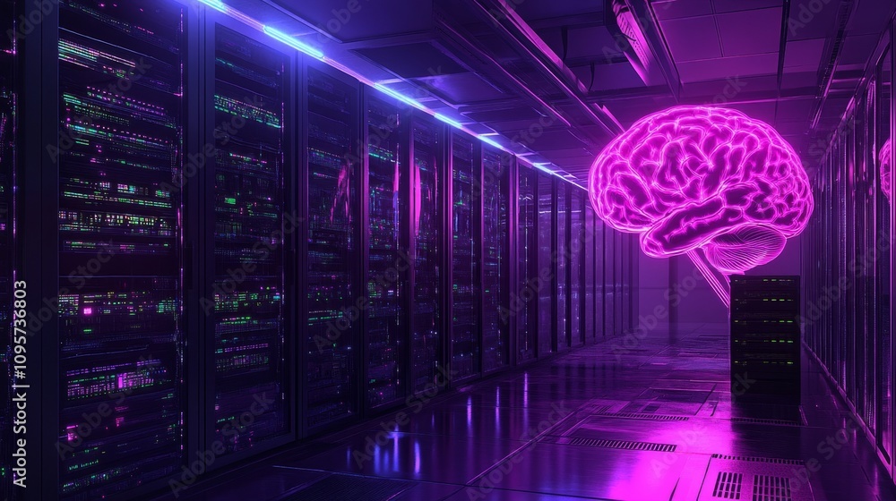 Poster artificial intelligence revolution data center digital art high-tech environment futuristic viewpoin