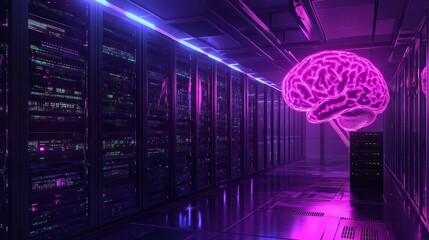 Artificial intelligence revolution data center digital art high-tech environment futuristic viewpoint cognitive computing