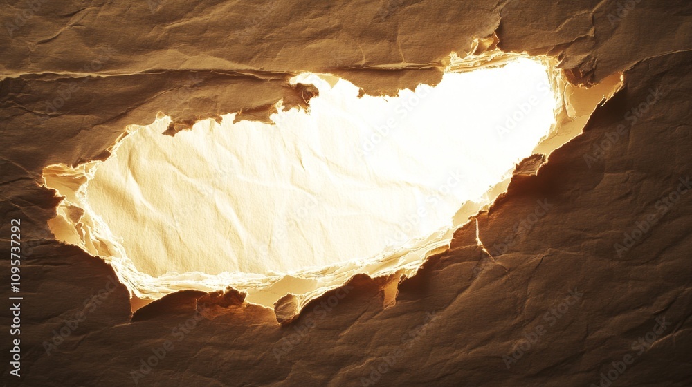 Aufkleber illuminated paper tear artistic display abstract concept studio environment close-up view creative e