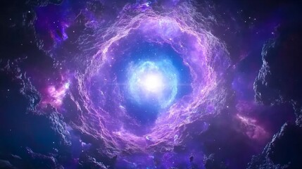 Obraz premium Cosmic Burst of Colorful Nebula Outer Space Digital Art Celestial Environment Wide Angle View Galactic Beauty