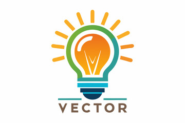 bulb light reflection logo vector on white background