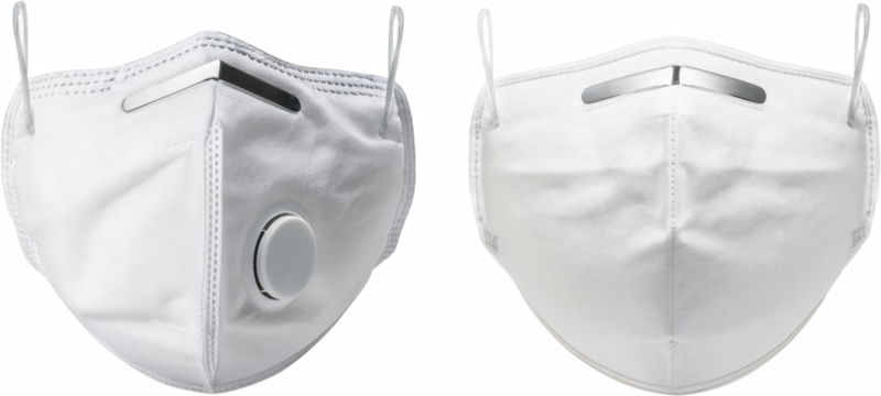 White N95 Respirator Mask with Valve Front and Back Views Safety Protection
