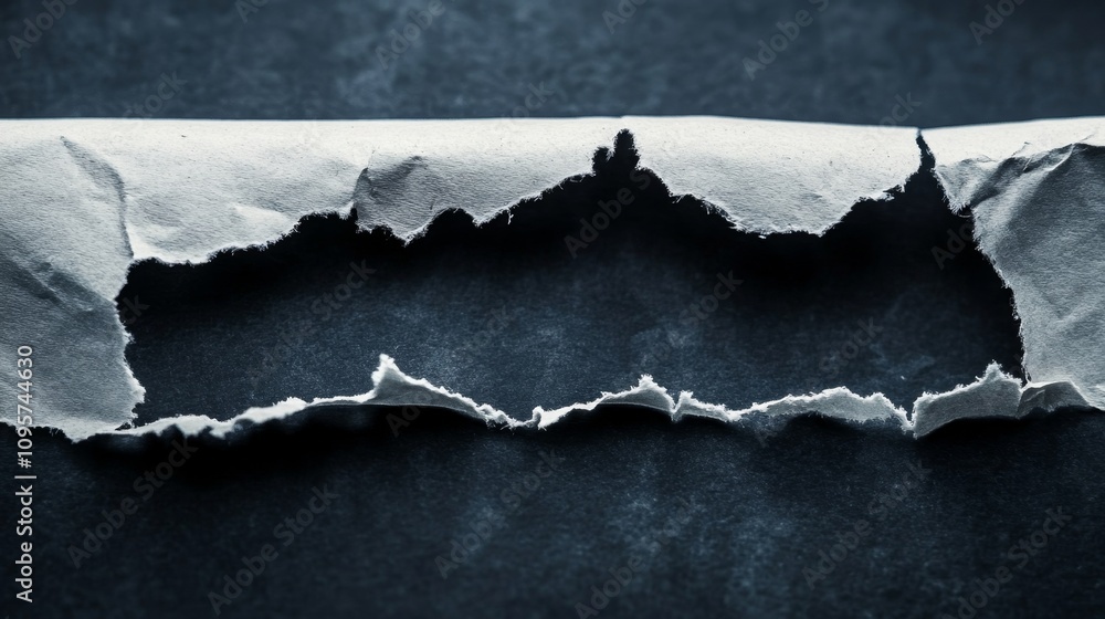 Poster torn paper art dark background visual concept creative environment close-up view texture exploration