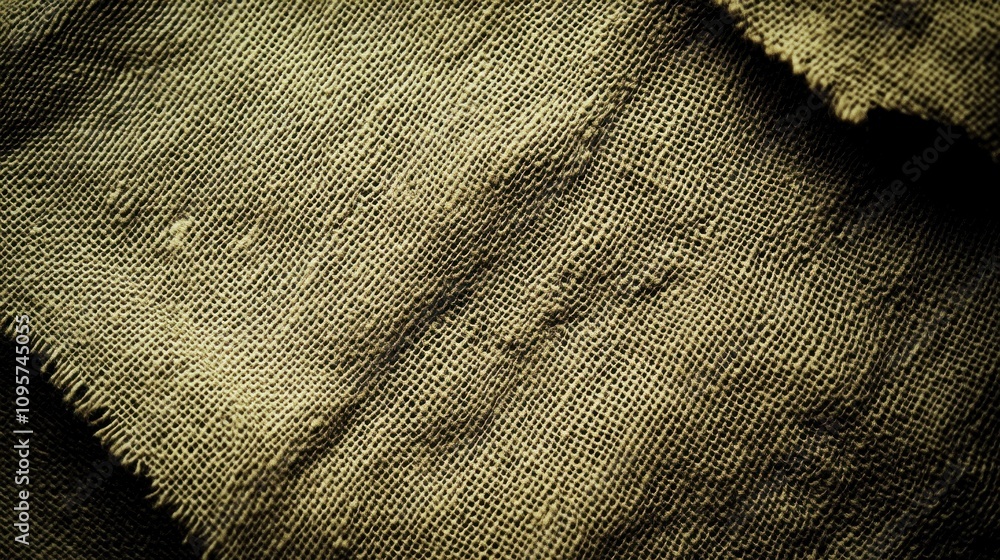 Poster Close-up of textured fabric with a rustic appearance, showcasing its natural fibers and weave.
