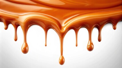 Melted caramel sauce drops dripping in isolation on background, caramel, sauce, drops, dripping, melting, isolated