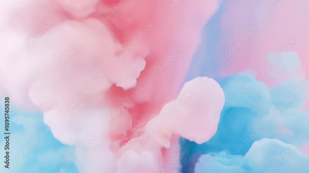 Poster a gentle swirl of soft pink and blue smoke, creating a calming and ethereal effect in an abstract co
