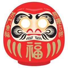 縁起物のだるまのベクターイラスト（白目）