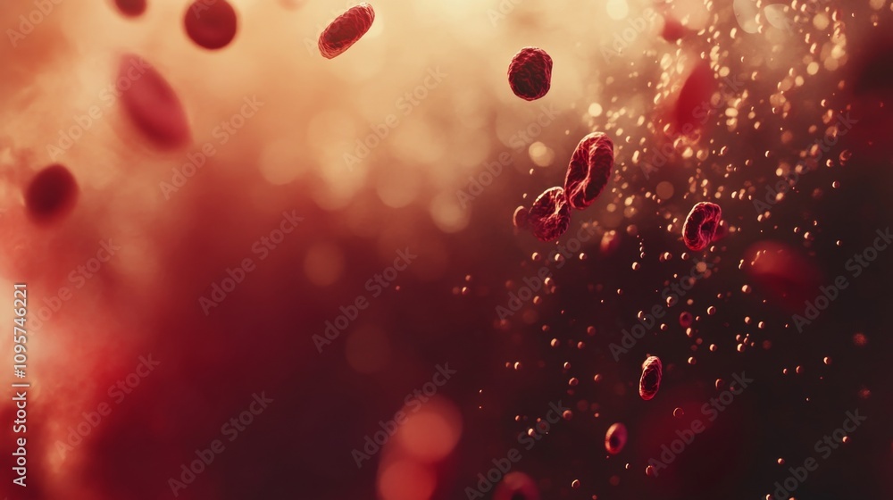 Poster exploring blood cells movement in fluid dynamics laboratory setting scientific visualization microsc