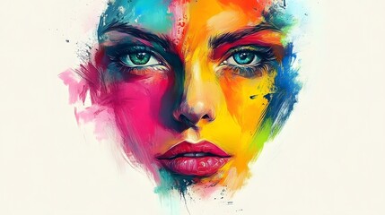 Fototapeta premium 67. An artistic face structure depiction with vibrant colors, on a white background