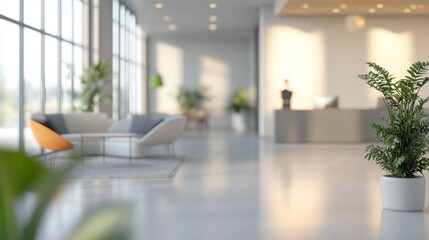 Fototapeta premium Modern office interior design urban workspace photography contemporary setting wide-angle view minimalist concept for productivity