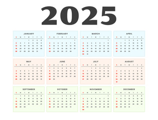 2025 full page calendar template a business stationery