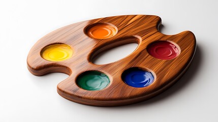 Obraz premium Hand-Crafted Wooden Artist Palette with Vibrant Paints � Studio Product Shot. AI Generated