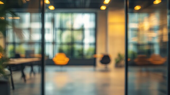 Dynamic office workspace modern office building interior photography urban environment wide angle view professional atmosphere