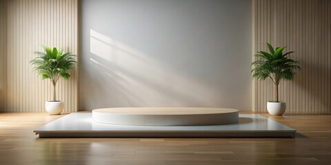 Empty room platform with minimalist background for product presentation and object display