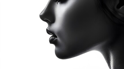 Obraz premium 81. A stylized profile of a female human face, emphasizing elegance and features, on a white background