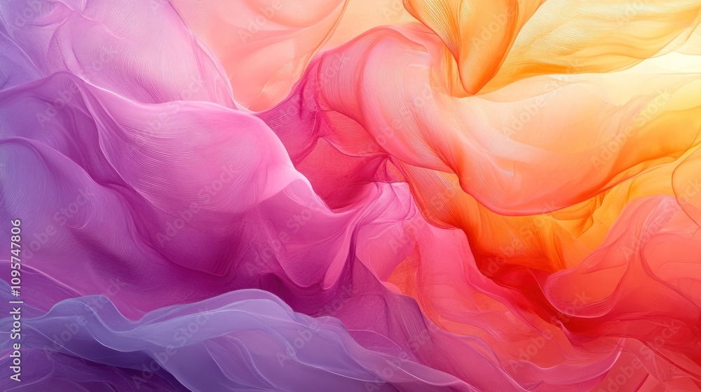 Poster abstract colorful waves blending in soft gradients.