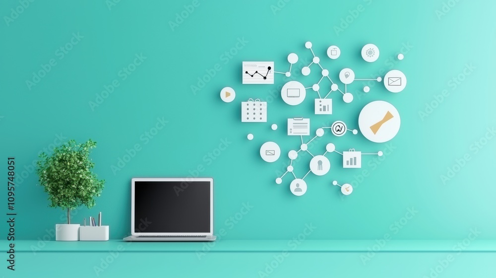 Poster a marketer analyzes website traffic data using analytics tools, tracking key metrics like page views