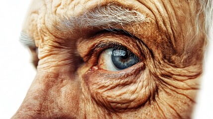 90. A detailed artistic rendering of an elderly face structure, emphasizing wisdom, on a white background