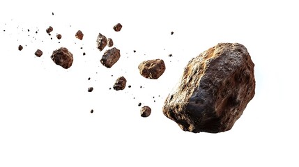 Asteroid Field Debris: A 3D Render of Space Rocks in Motion. AI Generated