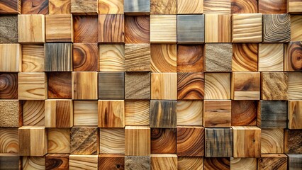An Exquisite Arrangement of Multicolored Wooden Blocks Showcasing Various Textures, Patterns, and Natural Grain, Perfect for Artistic and Design Projects