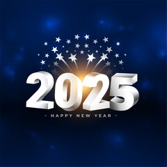 3d style 2025 new year celebration background with bursting stars