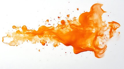 Vibrant Orange Watercolor Splash: Abstract Art on White Background. AI Generated