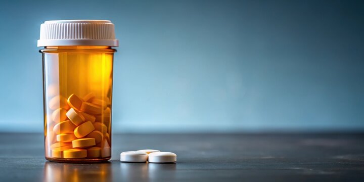 Close-up of buprenorphine drug in prescription medication pills bottle , buprenorphine, drug, prescription, medication