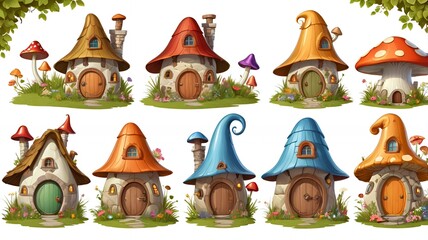 Naklejka premium Cartoon house illustration set