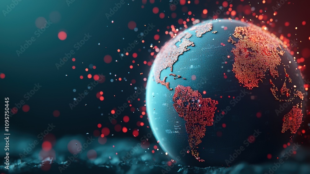 Aufkleber a holographic projection of a globe with data points and infographics, showcasing the use of technol