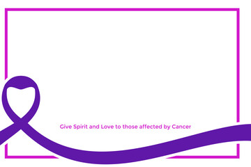 World Cancer Day concept. Lavender Long Ribbon with Square Line Vector illustration.