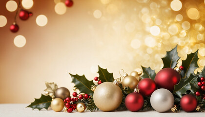 A warm, festive background showcasing a subtle golden gradient with faint bokeh light effects that mimic the glow of Christmas lights