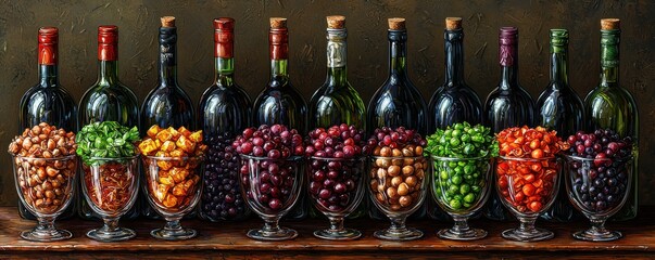 Still Life with Wine Bottles and Fruit Bowls