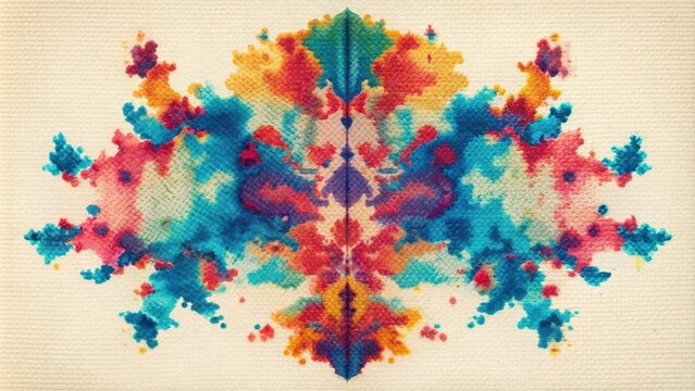 Retro risograph printed abstract geometric rorschach test with messy organic geometry patterns, retro, risograph