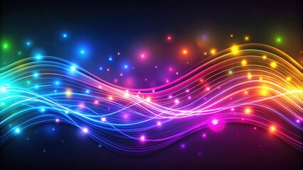 Fototapeta premium Abstract neon background with glowing wavy lines and colorful bokeh lights , render, neon, abstract, background