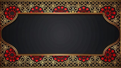 Black background with a red cutout design embellished with gold trim, black, background, red, cutout, design, gold