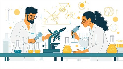 Focused Researchers in Lab Analyzing Chemical Data