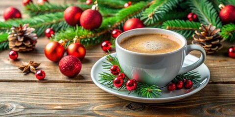 Christmas themed cup of coffee with red and green decorations, cup, coffee, Christmas, decoration, festive, holiday, beverage, hot drink